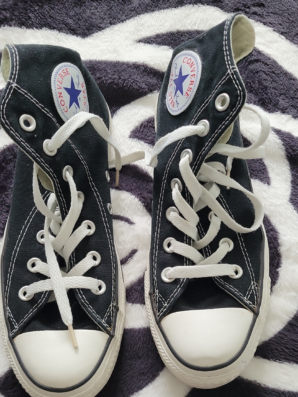 Converse  Black Canvas High-Top Sneakers Mens 6  Womens 8